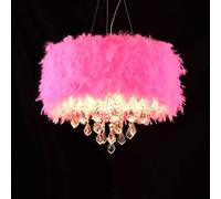ksxnkhk Lampadario con Piume Rosa e Pendente in Cristallo, lampadario Moderno con Piume, lampadario Romantico Femminile per la cameretta delle Ragazze, lampadario a Forma di Nuvola soffice