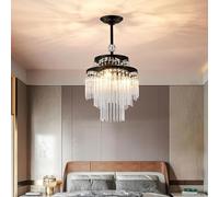 ksxnkhk Lampadario di Cristallo di Lusso a 2 Livelli, lampadario Moderno, Lampada a Sospensione Rotonda in Stile Americano, Lampada a Sospensione contemporanea