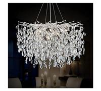 ksxnkhk Lampadario in Cristallo Argentato Moderno a Forma di Goccia di Pioggia, lampadario a Sospensione a Forma di Ramo d'albero, Compatibile con l'isola della Sala da Pranzo