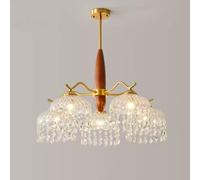 ksxnkhk Lampadario in Cristallo Dorato Francese a 3 luci, lampadario in Legno Moderno di metà secolo, lampadario Vintage da Fattoria, Lampada a Sospensione per Tavolo da Pranzo, Soggiorno,