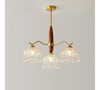 ksxnkhk Lampadario in Cristallo Dorato Francese a 3 luci, lampadario in Legno Moderno di metà secolo, lampadario Vintage da Fattoria, Lampada a Sospensione per Tavolo da Pranzo, Soggiorno,