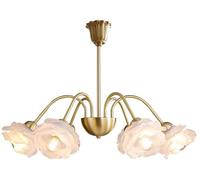 ksxnkhk Lampadario in Vetro Bianco Latte a 6 luci per Sala da Pranzo, Lampada a Sospensione Sputnik, Lampada da soffitto, Isola Cucina, Stile Vintage, Oro, Rosa, Floreale, per Camera da Le