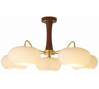 ksxnkhk Lampadario in Vetro opalino Moderno di metà secolo, lampadario Semi-Incassato, lampadario Rustico in Legno da Fattoria, Grande lampadario Rotondo Sputnik per Sala da Pranzo, soggi