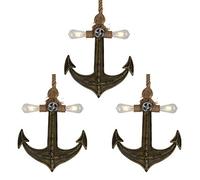 ksxnkhk Lampadario, Lampada a Sospensione con Ancora in Ferro, Decorazione retrò nordica, lampadario per Ristorante, Corda di Canapa Regolabile, Creativo, Lampada a Sospensione a 2 Teste,