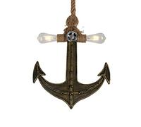 ksxnkhk Lampadario, Lampada a Sospensione con Ancora in Ferro, Decorazione retrò nordica, lampadario per Ristorante, Corda di Canapa Regolabile, Creativo, Lampada a Sospensione a 2 Teste,