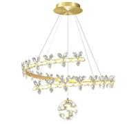 ksxnkhk Lampadario Moderno a LED con 1 Anello in Cristallo, Lampada a Sospensione dimmerabile con Filo, Sfera di Vetro, Grande lampadario Floreale per Camera da Letto delle Ragazze, Sala d
