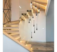 ksxnkhk Lampadario Moderno a LED in Cristallo con Gocce di Pioggia, dimmerabile, Altezza Regolabile, Adatto per Camera da Letto, Scale, Soggiorno, soffitta (Nero, 12 Teste)