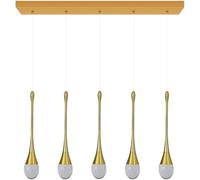 ksxnkhk Lampadario Moderno a LED in Cristallo con Gocce di Pioggia, dimmerabile, Altezza Regolabile, Adatto per Camera da Letto, Scale, Soggiorno, soffitta (Oro, 5 Teste)