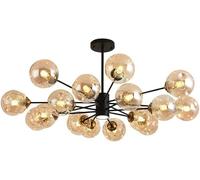 ksxnkhk Lampadario Moderno Industriale Sputnik con Vetro fumé Color Ambra, lampadario a Sospensione da soffitto in Oro Nero di metà secolo, lampadario a Bolle Rotondo in Stile Fattoria.