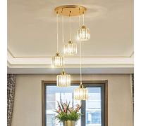 ksxnkhk Lampadario Moderno Minimalista Rotondo di Lusso per Soggiorno, Camera da Letto, Sala da Pranzo, Decorazione, Portico, Scale, corridoio, navata, plafoniera in Cristallo, 5 luci.