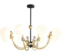 ksxnkhk Lampadario Moderno Sputnik G9 Nero Oro, Lampada a Sospensione Semi-incassata, lampadario da soffitto di metà secolo, Compatibile con Sala da Pranzo, Cucina, Soggiorno.