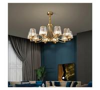 ksxnkhk Lampadario per Soggiorno in Stile Americano con Paralume in Cristallo, Compatibile con Soggiorno e Sala da Pranzo contemporanea