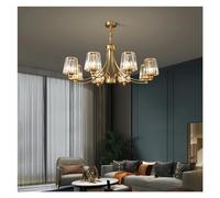 ksxnkhk Lampadario per Soggiorno in Stile Americano con Paralume in Cristallo, Compatibile con Soggiorno e Sala da Pranzo contemporanea