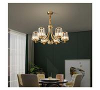 ksxnkhk Lampadario per Soggiorno in Stile Americano con Paralume in Cristallo, Compatibile con Soggiorno e Sala da Pranzo contemporanea