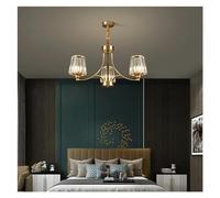 ksxnkhk Lampadario per Soggiorno in Stile Americano con Paralume in Cristallo, Compatibile con Soggiorno e Sala da Pranzo contemporanea