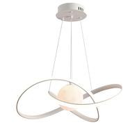 ksxnkhk Lampadario Rotondo a LED in Stile Moderno di metà secolo con Luna e Pianeta 3D, Grande Lampada da soffitto Bianco Latte per Soggiorno, Camera da Letto, Sala da Pranzo, Isola della