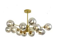 ksxnkhk Lampadario Sputnik a 12 luci in Vetro a Forma di Globo, Stile metà secolo, Moderno, Nero e Oro, Lampada a Sospensione Vintage per Soggiorno, Sala da Pranzo, Stile Fattoria, Oro 1