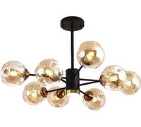 ksxnkhk Lampadario Sputnik Industriale Nero a 6 luci, E27, lampadario in Metallo, Lampada a Sospensione Regolabile in Altezza per Soggiorno, Camera da Letto, Sala da Pranzo, corridoio, ne