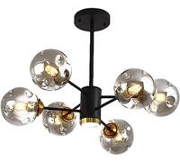 ksxnkhk Lampadario Sputnik Industriale Nero a 6 luci, E27, lampadario in Metallo, Lampada a Sospensione Regolabile in Altezza per Soggiorno, Camera da Letto, Sala da Pranzo, corridoio, ne