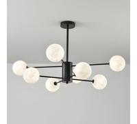ksxnkhk Lampadario Sputnik Moderno di metà secolo, Nero, Bianco, con Luna di Latte, lampadario Semi-Incassato, lampadario da soffitto Industriale Rustico Vintage per Camera da Letto, Isola