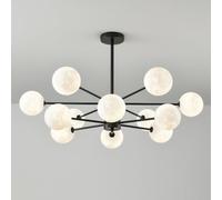 ksxnkhk Lampadario Sputnik Moderno di metà secolo, Nero, Bianco, con Luna di Latte, lampadario Semi-Incassato, lampadario da soffitto Industriale Rustico Vintage per Camera da Letto, Isola
