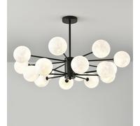 ksxnkhk Lampadario Sputnik Moderno di metà secolo, Nero, Bianco, con Luna di Latte, lampadario Semi-Incassato, lampadario da soffitto Industriale Rustico Vintage per Camera da Letto, Isola