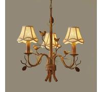 ksxnkhk Lampadario Vintage a Forma di Uccello in Stile Country Francese, Paralume in Tessuto, Bronzo, Stile Antico, Lampada a Sospensione Rustica, Lampada per Camera da Letto e Sala da Pra