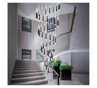 ksxnkhk Moderne lampade a Sospensione a LED per l'arredamento della casa, lampadari per Scale per Soggiorno, Illuminazione per Interni (App con Telecomando dimmerabile, Nero, 48 Teste)