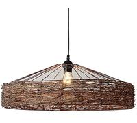 ksxnkhk Paralume a Forma di Cestino in Rattan, lampadario in Stile Rustico, Arredamento per ristoranti, lampadario in Metallo Cavo, Compatibile con Illuminazione da Cucina, plafoniera, lam