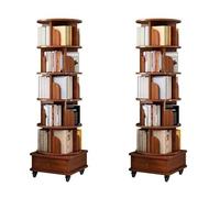 ksxnkhk Rotating Bookshelf, Small Space Bookshelf Tower, Wooden Narrow 360 Degrees Without Dead Angle Display, Two Styles, Can be Used for Bedroom, Living Room (Six-Tier)