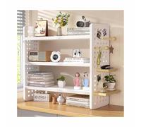 ksxnkhk Schreibtischaufsatz, Eckregal für den Schreibtisch, Organizer, platzsparendes Lagerregal aus Holz, modernes Ausstellungsregal für Home Office, Arbeitszimmer, einfache Montage (Weiß