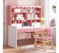 ksxnkhk Scrivania per Computer con libreria portaoggetti, scrivania da Ufficio in Legno con cassetti/Ripiani portaoggetti, scrivania per Computer per casa, Ufficio, Tavolo da Studio, scriv