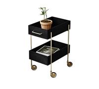 ksxnkhk Tavolino Laterale per Soggiorno, tavolino da tè, tavolino Laterale di seconda Mano, Carrello portaoggetti, Carrello da Pranzo in Acciaio Inossidabile, Mobile in Legno a Doppio stra