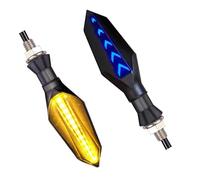 Ksywydu Set 2 Frecce LED Moto, Indicatori di Direzione per Moto LED 17 Perline, Luci di Marcia Diurna Ambra e Blu, Indicatori Lampeggiatori Universali Impermeabili Per Scooter Quad Cruiser Off Road