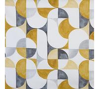 Kt KILOtela Tela Canvas stampata digitale, Half Panama Cotone, Decorazione, tappezzeria, cuscini, tovaglie, 100 cm lunghezza x 280 cm larghezza, geometrico, mosaico, senape, grigio - 1 metro
