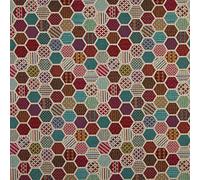 Kt KILOtela - Tessuto arredo - Gobelin - Tappezzeria - Scampolo: 100 cm Lunghezza x 280 cm Larghezza | Esagoni - Multicolore ─ 1 Metro