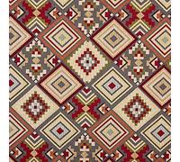 Kt KILOtela - Tessuto arredo - Gobelin - Tappezzeria - Scampolo: 100 cm lunghezza x 280 cm larghezza | Rombi etnici - Granato, blu, arancione, beige ─ 1 metro