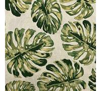 Kt KILOtela - Tessuto Arredo Stampato al Metro, Rivestire, Foderare, Divani, Tavolo, Sedia, Letto, Tende, Cuscini, Borse, Portafogli, 280 cm Altezza, Prezzo per 50 cm, Foglie Tropicali, Verde