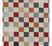 Kt KILOtela - Tessuto Arredo Tappezzeria, Jacquard Gobelin, Rivestire Poltrone, Divani, Testiera Letto, Cuscini, 100 cm Lunghezza x 280 cm Larghezza, A Scacchi, Grande, Multicolore, Beige - 1 Metro