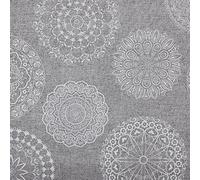 Kt KILOtela - Tessuto Canvas Stampato, Rivestire, Foderare, Divani, Tavolo, Sedia, Letto, Tende, Cuscini, Borse, 300 cm Lunghezza x 280 cm Altezza, Mandalas Tattoo, Grigio - 3 Metro