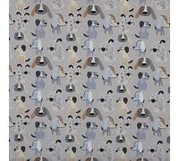 Kt KILOtela - Tessuto Canvas Stampato, Rivestire, Foderare, Divani, Tavolo, Sedia, Letto, Tende, Cuscini, Borse, 300 cm Lunghezza x 280 cm Altezza, Cani, Blu, Grigio, Marrone - 3 Metro