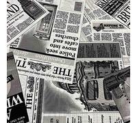 Kt KILOtela - Tessuto Canvas Stampato, Rivestire, Foderare, Divani, Tavolo, Sedia, Letto, Tende, Cuscini, Borse, Portafogli, 100 cm Lunghezza x 280 cm Altezza, Giornale, Bianco, Nero - 1 Metro