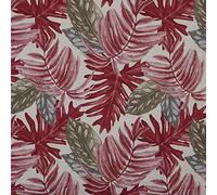 Kt KILOtela - Tessuto Canvas Stampato, Rivestire, Foderare, Divani, Tavolo, Sedia, Letto, Tende, Cuscini, Borse, 100 cm Lunghezza x 280 cm Altezza, Piante Tropicali, Granato - 1 Metro