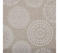 Kt KILOtela - Tessuto Canvas Stampato, Rivestire, Foderare, Divani, Tavolo, Sedia, Letto, Tende, Cuscini, Borse, 100 cm Lunghezza x 280 cm Altezza, Mandalas Tattoo, Beige - 1 Metro
