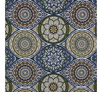 Kt KILOtela - Tessuto in tela stampata - Decorazione, tappezzeria, cuscini, tende - Larghezza 280 cm - Lunghezza a scelta da 50 in 50 cm | Mandala - Blu, Verde