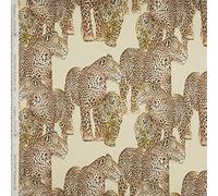 Kt KILOtela - Tessuto Loneta stampato Digitale, Half Panama Cotone Organico, Standard 100 by Oeko-Tex, 100 cm Lunghezza x 280 cm Larghezza | Met, Leopardi - Marrone, Beige 1 Metro