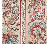 Kt KILOtela - Tessuto Loneta Stampato Digitale, Half Panama Cotone Organico, Standard 100 by Oeko-Tex, Larghezza 280 cm, Lunghezza a Elezione 50 in 50 cm | Righe, Fiori Indianas, Windsor - Granate