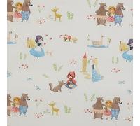 Kt KILOtela - Tessuto Patchwork Cotone, Stampa Digitale, Cucito Artigianato, 50 cm Lunghezza x 150 cm Larghezza, Racconti per bambini, Bianco ─ 0,50 Metro