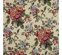 Kt KILOtela - Tessuto per Tappezzeria, Jacquard Gobelin, Rivestimento, Robusti, Sedia, Divano, Cuscini, Testata del Letto, 100 cm Lunghezza x 280 cm Larghezza, Floreale Rose, Rosso ─ 1 metro