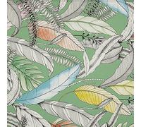 Kt KILOtela - Tessuto stampata digitale, Half Panama, 100% cotone biologico, Oeko-Tex Standard 100, 100 cm lunghezza x 280 cm larghezza | Tropical Açai - Verde, Blu, giallo, rosa, 1 metro
